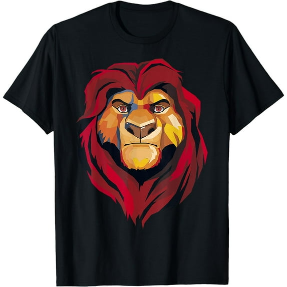 The Lion King Mufasa Artistic Painted Portrait DTG Print Unisex T-Shirt,Black Color,Size 2XL