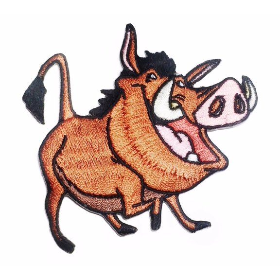 The Lion King Pumbaa Character 3" Wide Embroidered Iron On Patch