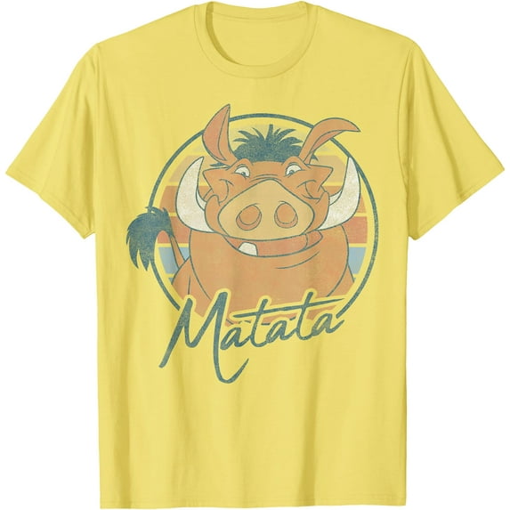The Lion King Pumbaa Matata Text Portrait DTG Print Unisex T-Shirt,Cornsilk Color,Size 3XL