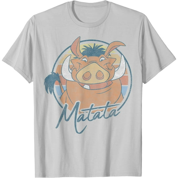 The Lion King Pumbaa Matata Text Portrait DTG Print Unisex T-Shirt,Ice Grey Color,Size 3XL