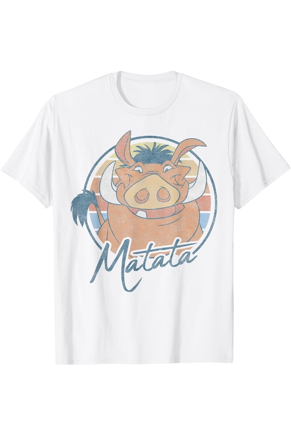The Lion King Pumbaa Matata Text Portrait DTG Print Unisex T-Shirt