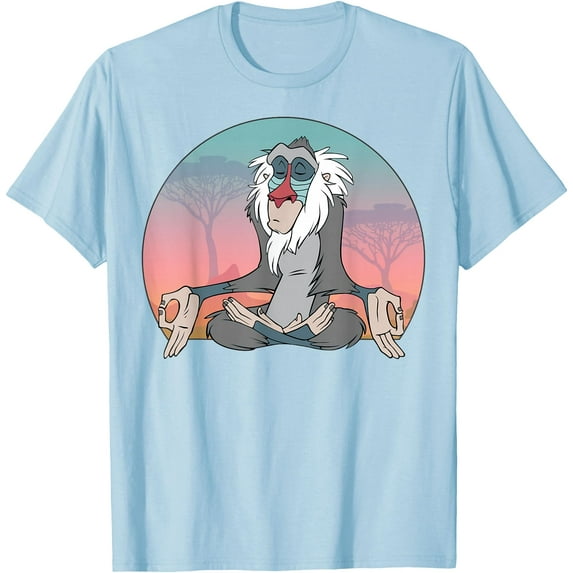 The Lion King Rafiki Meditating DTG Print Unisex T-Shirt,Light Blue Color,Size YXL