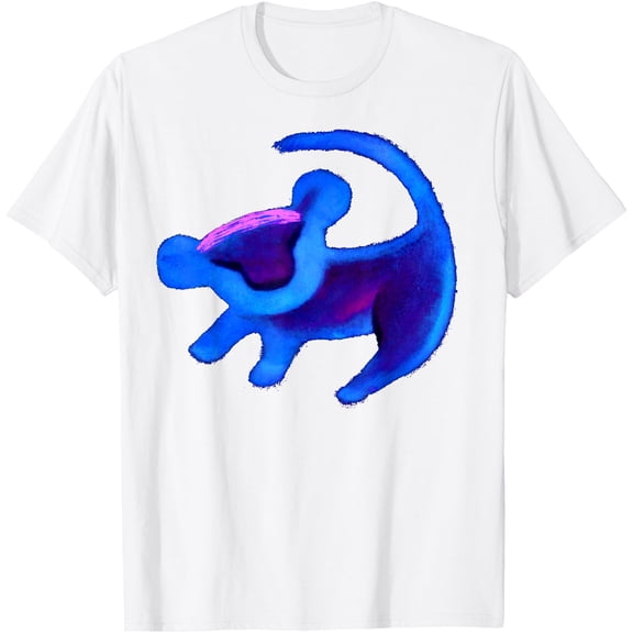 The Lion King Simba Cave Painting Blue Hue DTG Print Unisex T-Shirt,White Color,Size 4XL