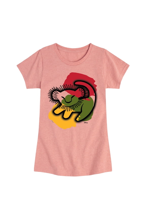 - Simba Drawing - Youth Girls Fitted Short Sleeve T-Shirt