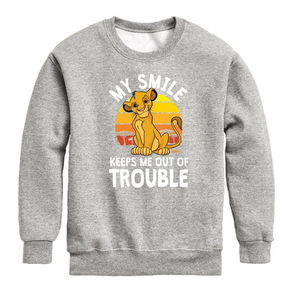 The Lion King - Simba - My Smile Keep Me Out of Trouble - Toddler & Youth Crewneck Fleece Sweatshirt