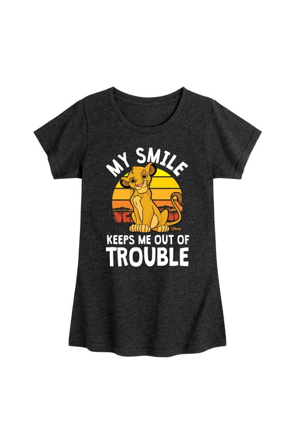 The Lion King - Simba - My Smile Keep Me Out of Trouble - Toddler & Youth Girls Short Sleeve Graphic T-Shirt