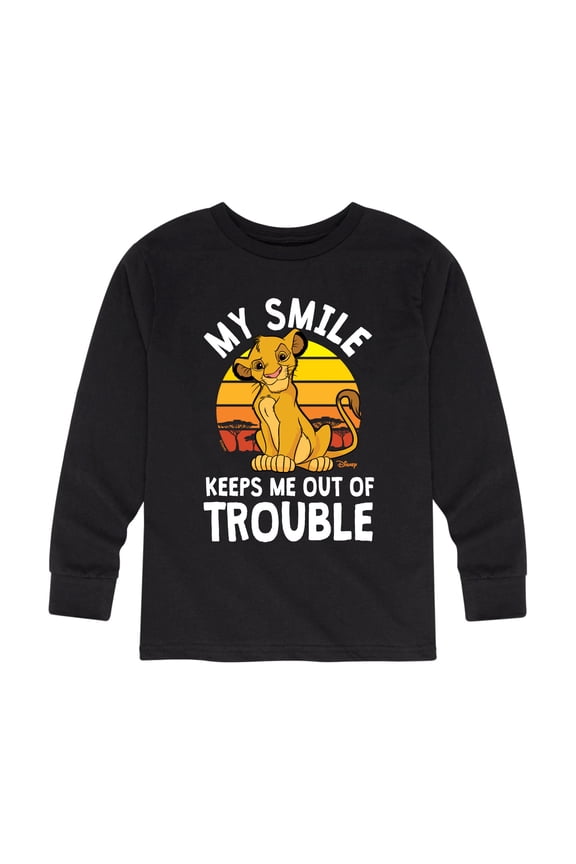 The Lion King - Simba - My Smile Keep Me Out of Trouble - Toddler & Youth Long Sleeve Graphic T-Shirt