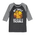 thumbnail image 1 of The Lion King - Simba - My Smile Keep Me Out of Trouble - Toddler & Youth Raglan Graphic T-Shirt, 1 of 6