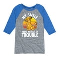 thumbnail image 1 of The Lion King - Simba - My Smile Keep Me Out of Trouble - Toddler & Youth Raglan Graphic T-Shirt, 1 of 4