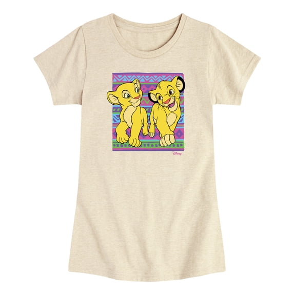 The Lion King - Simba Nala Pattern - Toddler Girls Fitted Short Sleeve T-Shirt