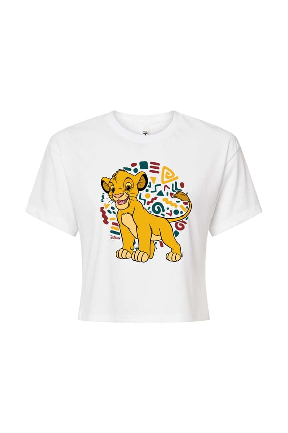 - Simba Pattern - Juniors Cropped Graphic T-Shirt