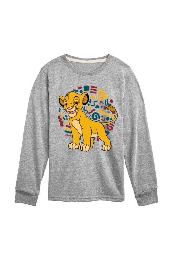 - Simba Pattern - Youth Boys Long Sleeve Graphic T-Shirt