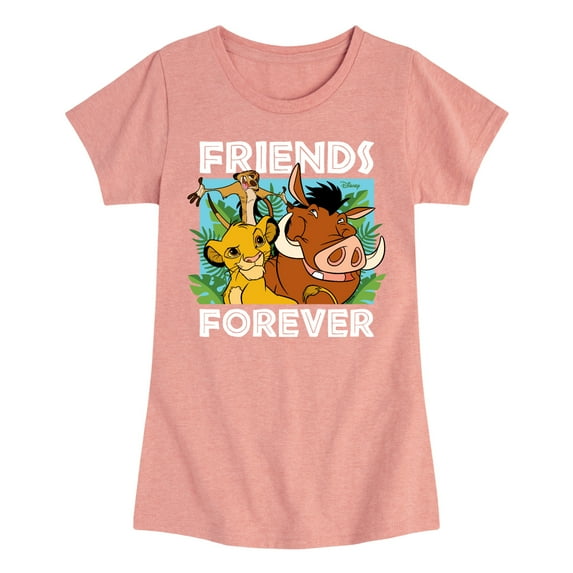 The Lion King - Simba Pumbaa, & Timon - Best Friends - Toddler & Youth Girls Short Sleeve Graphic T-Shirt