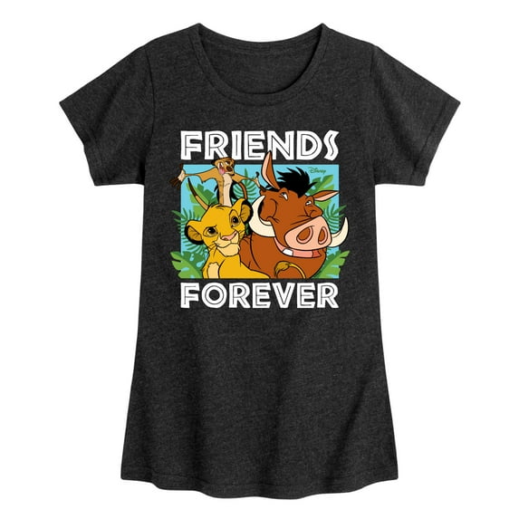 The Lion King - Simba Pumbaa, & Timon - Best Friends - Toddler & Youth Girls Short Sleeve Graphic T-Shirt