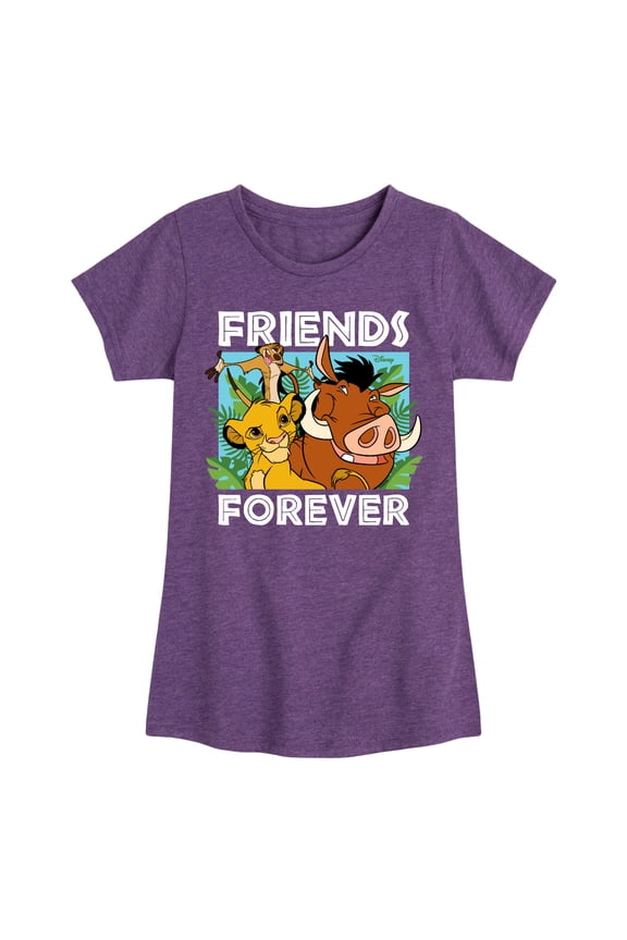 The Lion King - Simba Pumbaa, & Timon - Best Friends - Toddler & Youth Girls Short Sleeve Graphic T-Shirt