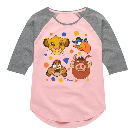 The Lion King - Simba, Pumbaa, Timon, & Zazu - Toddler & Youth Girls Raglan Graphic T-Shirt