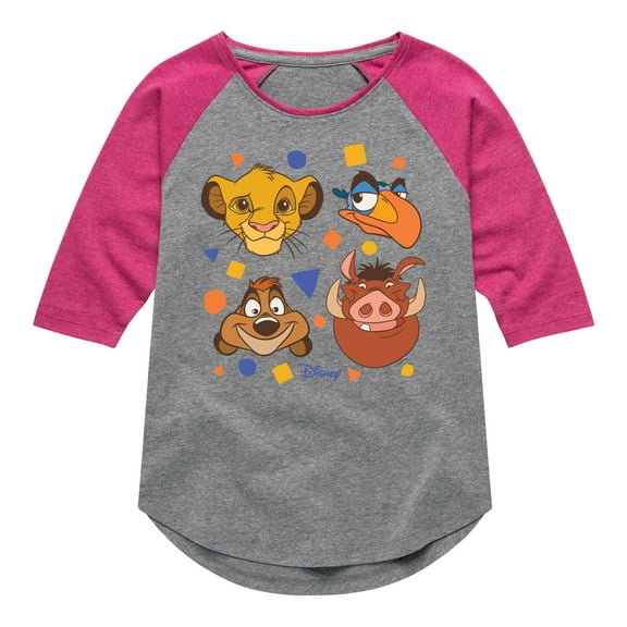 The Lion King - Simba, Pumbaa, Timon, & Zazu - Toddler & Youth Girls Raglan Graphic T-Shirt