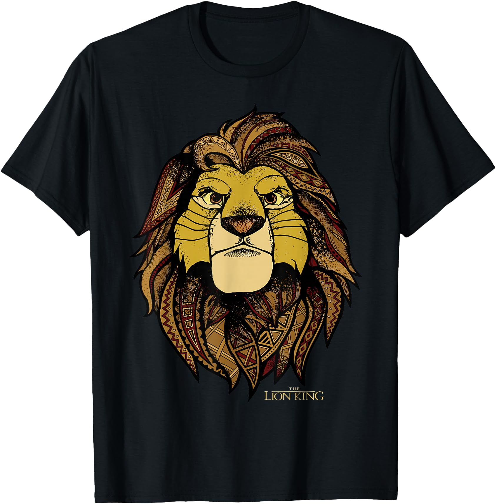 The Lion King Simba Tribal Distressed Portrait DTG Print Unisex T-Shirt ...