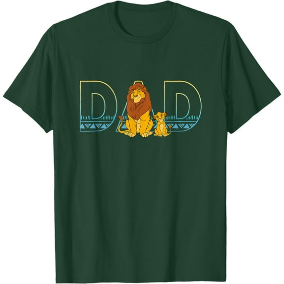 The Lion King Simba and Mufasa Dad DTG Print Unisex T-Shirt,Forest Green Color,Size 4XL