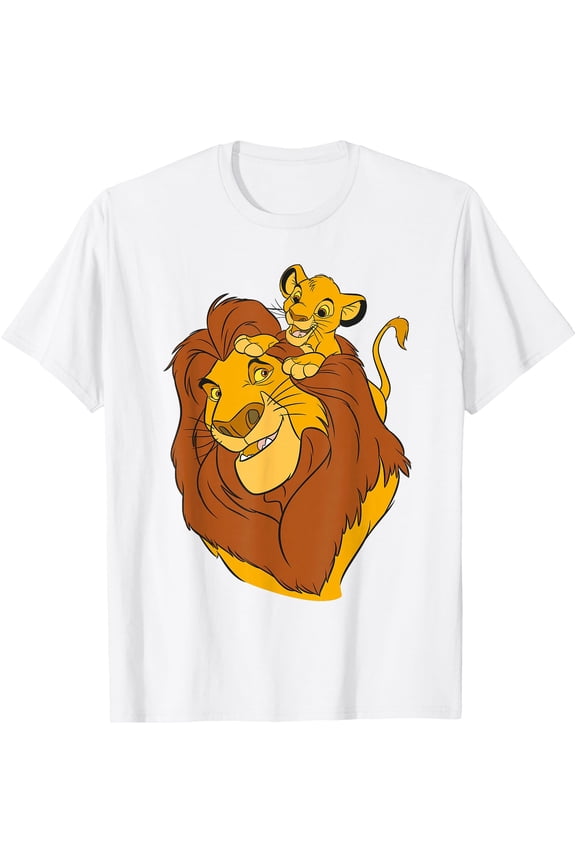 The Lion King Simba and Mufasa Father and Son DTG Print Unisex T-Shirt,White Color,Size XL