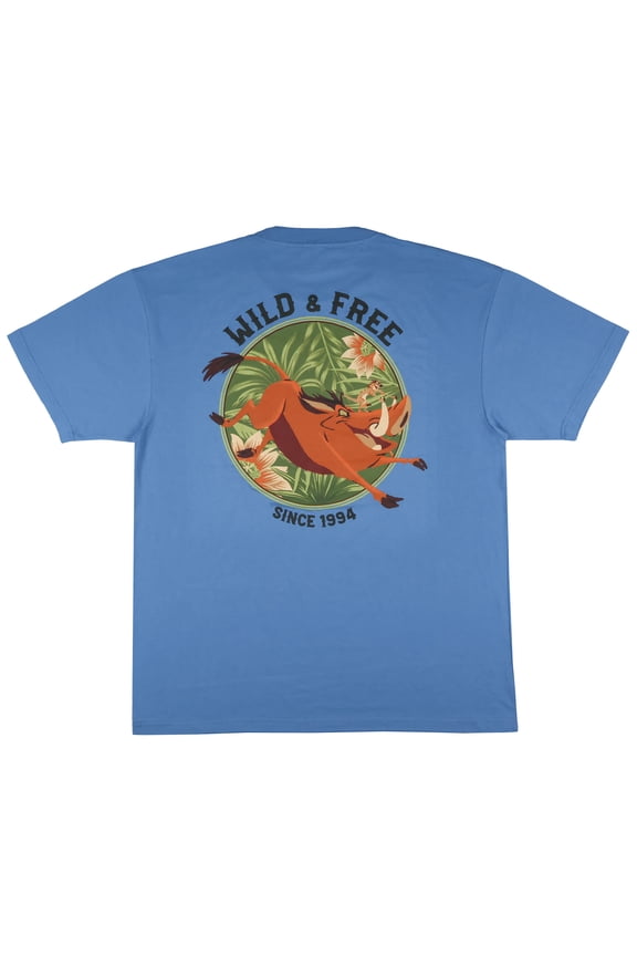 The Lion King T-Shirt Men's Pumbaa Wild & Free Adult Big and Tall Tee