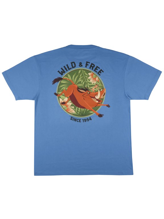 The Lion King T-Shirt Men's Pumbaa Wild & Free Tropical Design Adult Tee