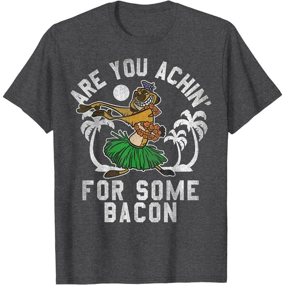 The Lion King Timon Achin' Bacon Distressed Hula DTG Print Unisex T-Shirt,Dark Heather Grey Color,Size 3XL