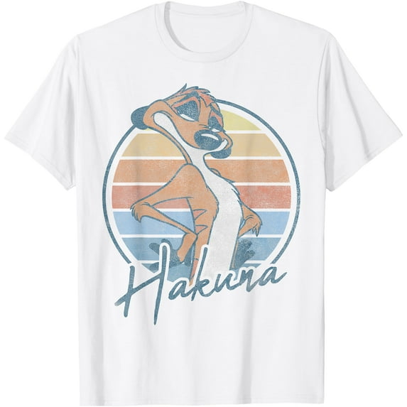 The Lion King Timon Hakuna Retro Portrait DTG Print Unisex T-Shirt,White Color,Size XL