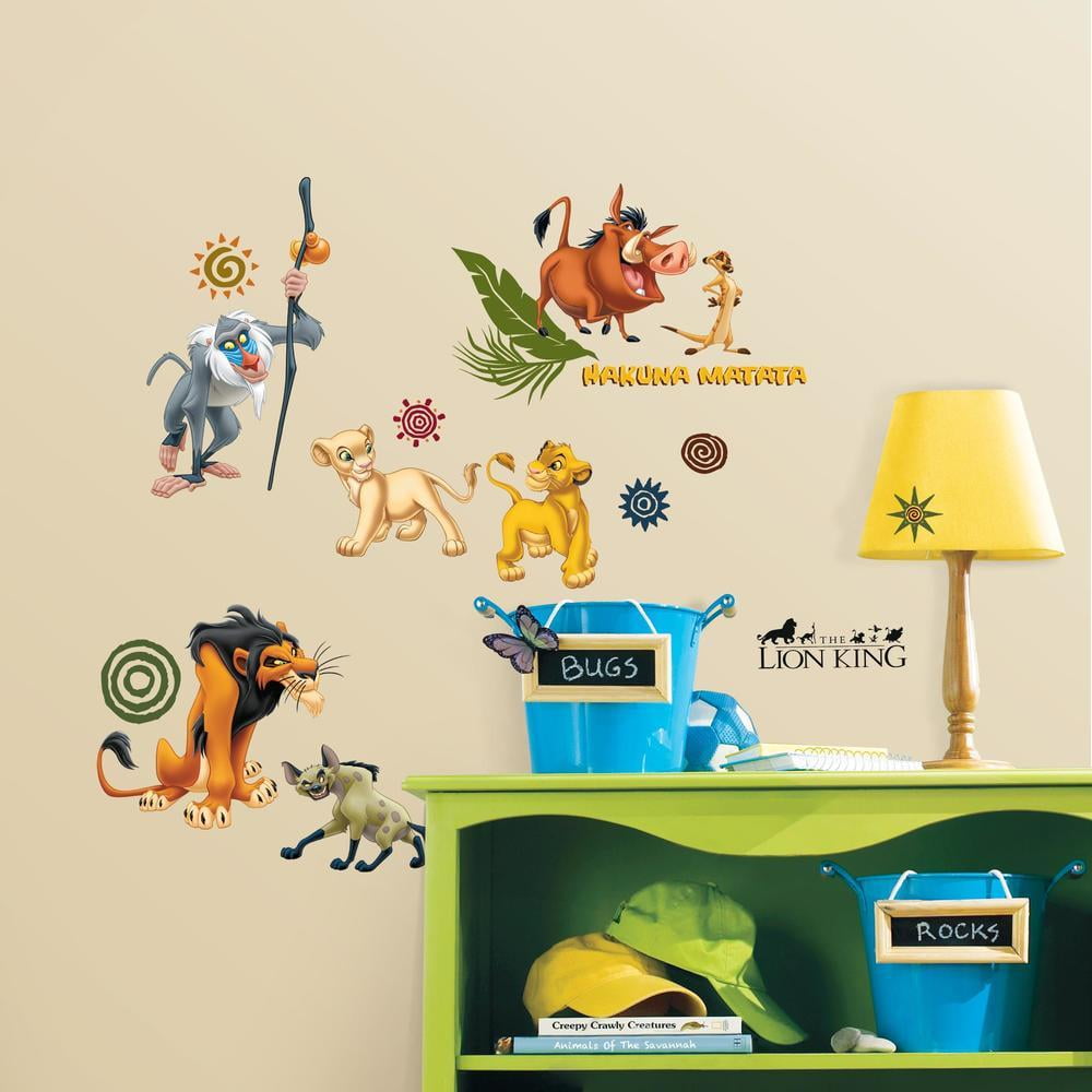 RoomMates The Lion King Wall Decals, 48-piece set, Reusable Stickers ...