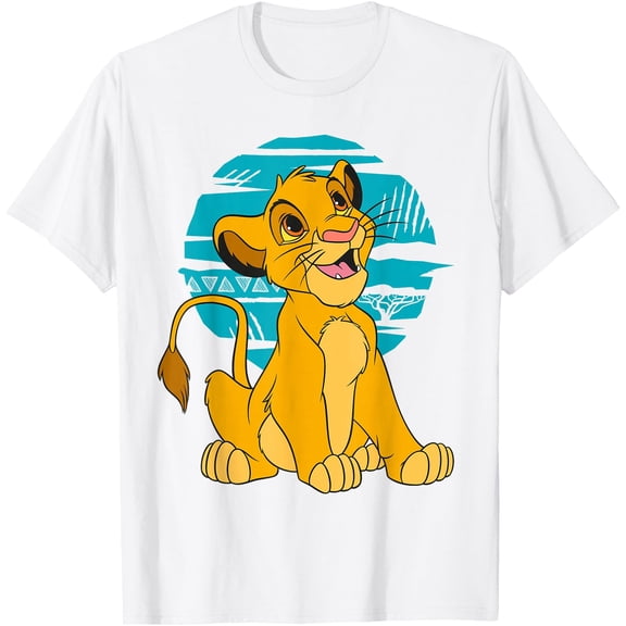 The Lion King Young Simba Happy Blue Retro DTG Print Unisex T-Shirt,White Color,Size 2T