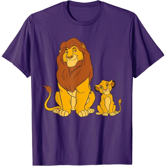 The Lion King Young Simba and Mufasa DTG Print Unisex T-Shirt,Purple Color,Size 2T