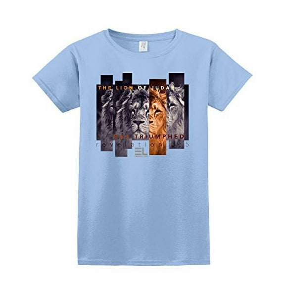 The Lion of Judah Has Triumphed Christian Adult Short Sleeve T-shirt-lightblue-XL