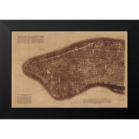 The Lionel Pincus and Princess Firyal Map Division 18x13 Black Modern Framed Museum Art Print Titled - New York City Detail-photographed from two miles up in the air