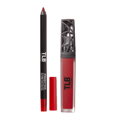 The Lip Bar Perfect Pair Lip Kit, Straight Face Lip Liner and Hot Mama Matte Liquid Lipstick