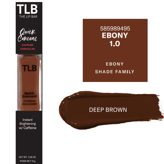The Lip Bar Quick Conceal Caffeine Concealer for Dark Circles and Blemishes, Ebony 1.0