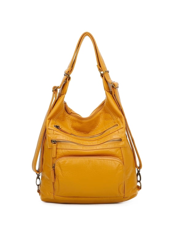 The Lisa Convertible Backpack Crossbody Bag by Ampere Creations - Mustard