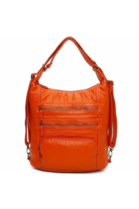 The Lisa Convertible Backpack Crossbody Bag by Ampere Creations - Orange