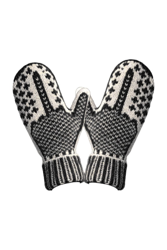 The List Mittens with Hidden Finger, Hand Knitted Funny Winter Mittens, Warm Retro Pixel Art Pattern Gloves