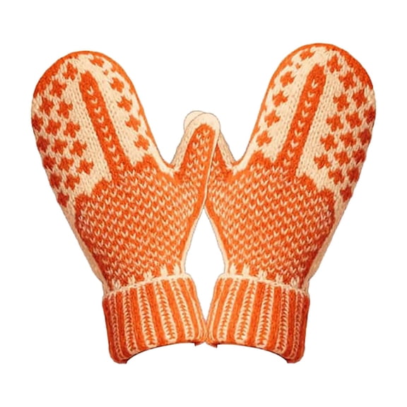 The List Mittens with Hidden Finger, Hand Knitted Funny Winter Mittens, Warm Retro Pixel Art Pattern Gloves