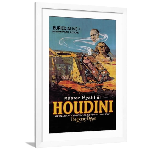 Art.com The Literary Digest: Houdini Buried Alive Art Print, White Frame Wall Art, 32" x 44"