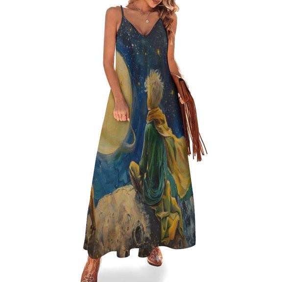 The Little Boy And Rose on Planet in Night Sleeveless Dress Woman Fashion Long Dresses Women's Summer Suit Dress Summer 2025 Women