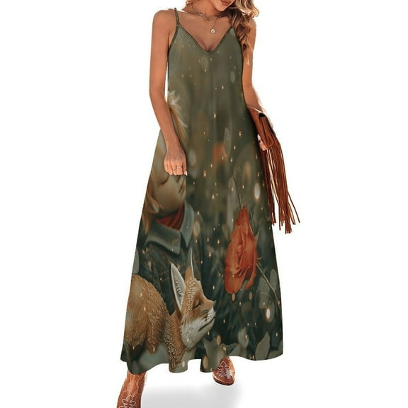 The Little Boy And Rose on Planet in Night Sleeveless Dress Women's Luxury Party Dress Birthday Dresses for Women
