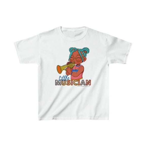 The Little Brown Girl, Little Musician, Kids Heavy Cotton™ Tee, Black