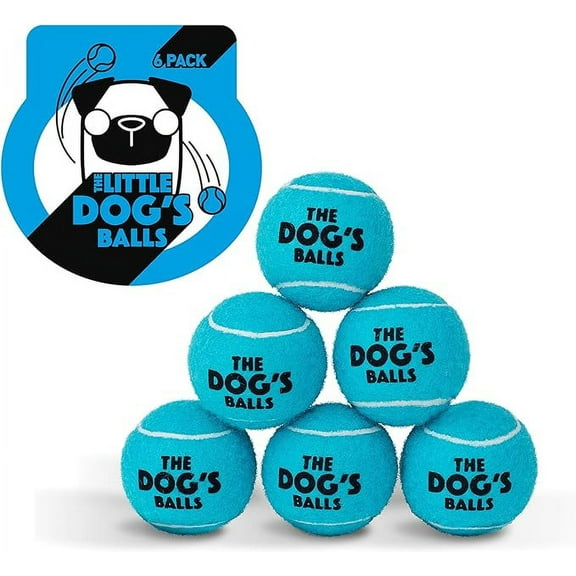 The Little Dog's Balls, Dog Tennis Balls, 6-Pack Blue, 1.9 Inches Diameter Dog Toy, Strong Dog & Puppy Ball for Training, Play, Exercise & Fetch
