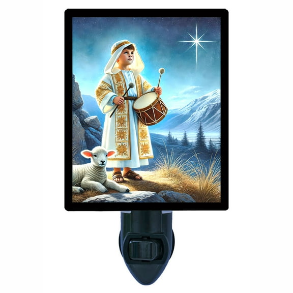 The Little Drummer Boy Night Light Peaceful Nativity Scene with Lamb & Guiding Star Free Switchable Insert Included