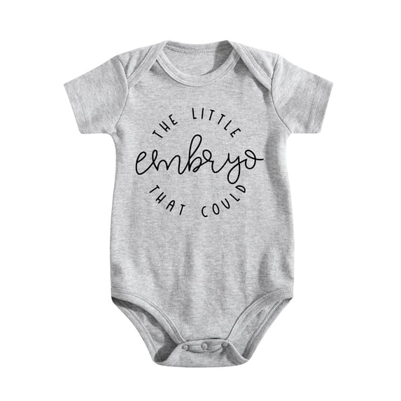 The Little Embryo That Could IVF Baby Bodysuit Newborn Graphic Romper Light Gray-style 6-9M