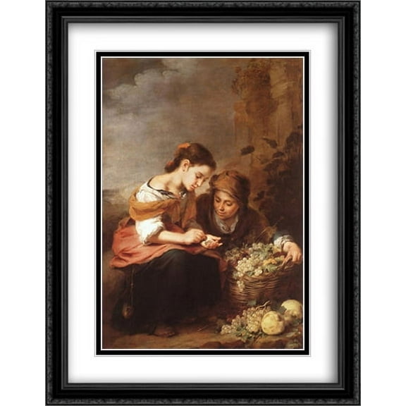 The Little Fruit Seller 2x Matted 28x36 Large Black Ornate Framed Art Print by Murillo, Bartolome Esteban