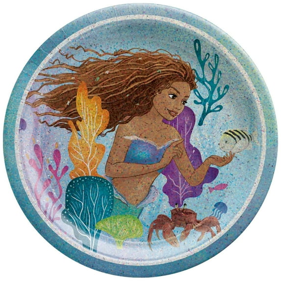 The Little Mermaid 7" Round Iridescent Cake Plates - 8ct