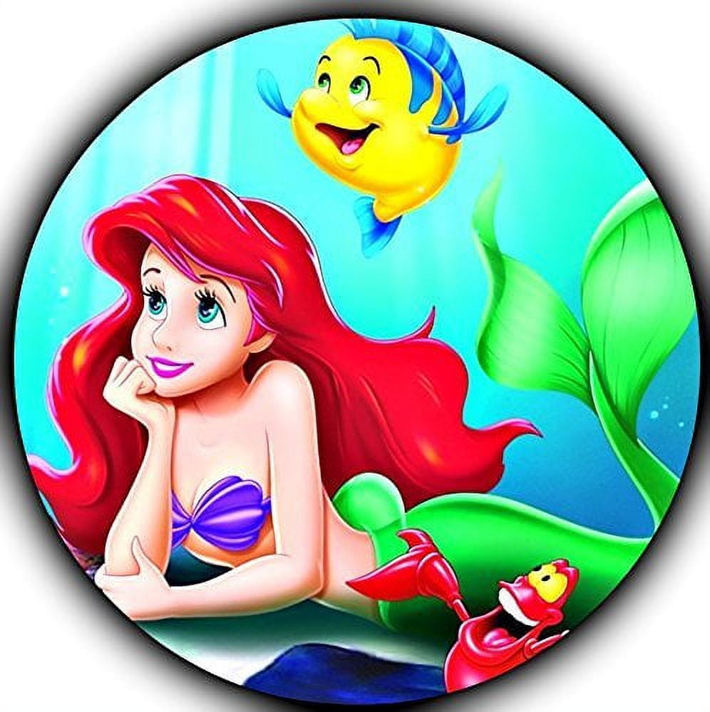 The Little Mermaid Ariel Edible Image Photo 8" Round Cake Topper Sheet Personalized Custom Customized Birthday Party
