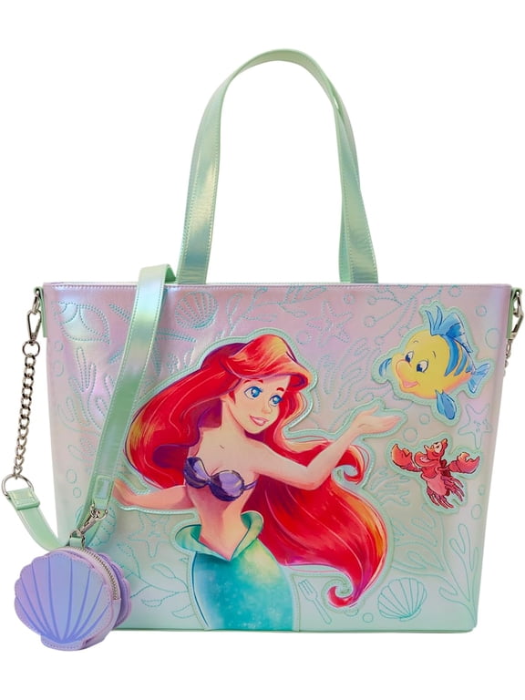 The Little Mermaid Ariel, Flounder, and Sebastian Tote Bag Loungefly